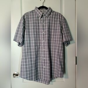 Arrow grey plaid short sleeved button down shirt